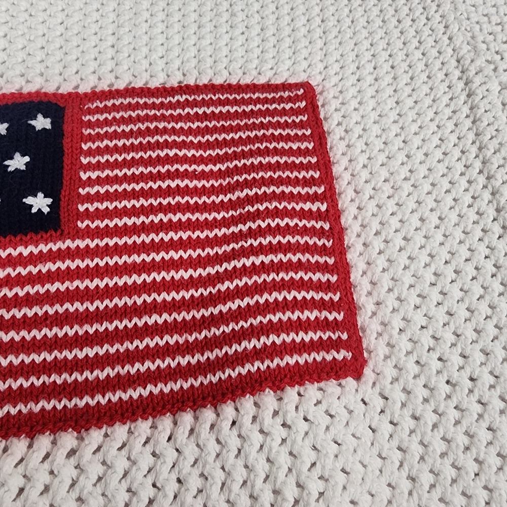 Croft & Barrow Sport White Knit Sweater American Flag Applique Size M - Picture 5 of 11
